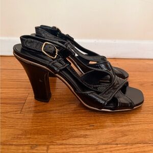 Marc Jacobs Black Patent Leather Slingback Heels Size 7